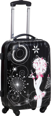 

CARRY TRIP ABS + PC 4 Wheels Luggage Trolley Bag // Travel Suitcase // Trolley Travel Bag  inch Cabin Luggage // Hardside Suitcase (Black Printed) Cabin Luggage -  inch(Black