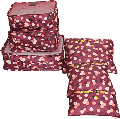 

kuber industries 6 Pieces Travelling Mesh Laundry Pouch/Cloth Organizer Storage Bag -CTKTC1460(Maroon)