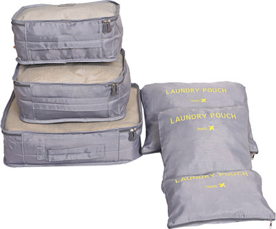 

kuber industries 6 Pieces Travelling Mesh Laundry Pouch/Cloth Organizer Storage Bag -CTKTC1466(Grey)