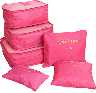 

kuber industries 6 Pieces Travelling Mesh Laundry Pouch/Cloth Organizer Storage Bag -CTKTC1463(Pink)