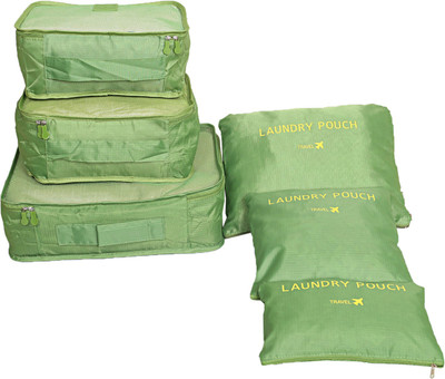 

kuber industries 6 Pieces Travelling Mesh Laundry Pouch/Cloth Organizer Storage Bag -CTKTC1456(Green)