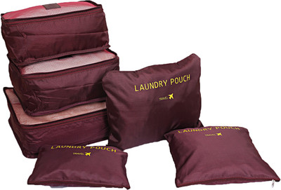 

kuber industries 6 Pieces Travelling Mesh Laundry Pouch/Cloth Organizer Storage Bag -CTKTC1455(Red)