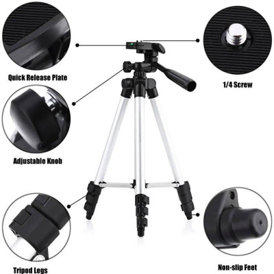 

DILURBAN Tripod-3110 Portable Camera Tripod With Three-Dimensional Head & Quick Release Plate Tripod TP25 Tripod Kit(BLACK,SILVER, Supports Up to 1500 g)