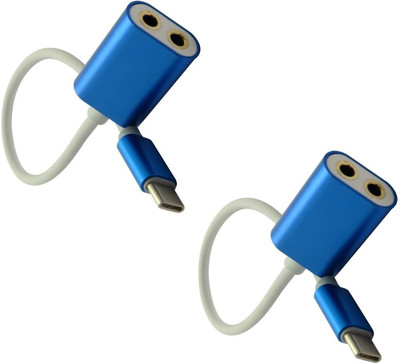 

FUZION PACK OF 2 C TYPE USB CABLE TO 2 * 3.5 MM HEADPHONE JACK CABLE SPLITTER USB Adapter(Multicolor)