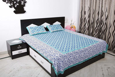 Rangun 120 TC Cotton King Printed Fitted (Elastic) Bedsheet(Pack of 1, Multicolor)