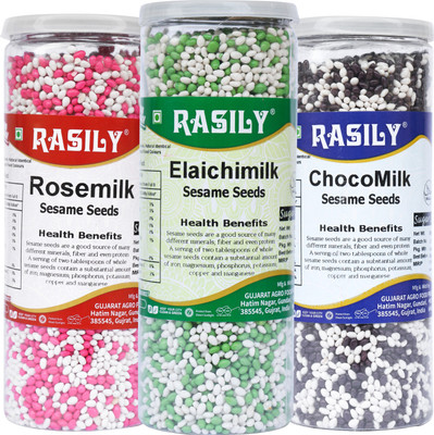 

rasily ChocoMilk ElaichiMilk RoseMilk sesame seed, Rose, Elaichi, Chocolate, milk Mouth Freshener(Pack of 3)