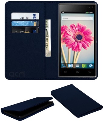 ACM Flip Cover for Lava Iris 504q+(Blue, Cases with Holder, Pack of: 1)