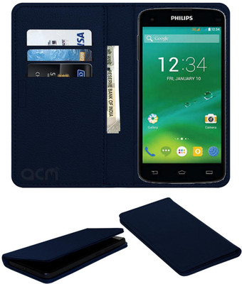 ACM Flip Cover for Philips Xenium I908(Blue, Cases with Holder, Pack of: 1)