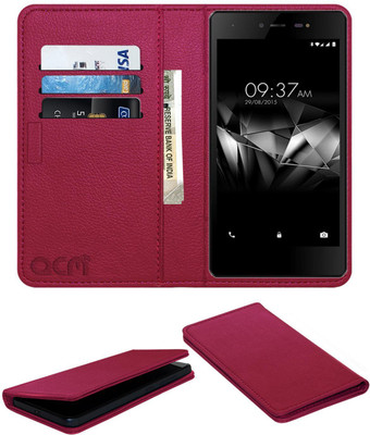 ACM Flip Cover for Micromax Canvas 5 E481(Pink, Cases with Holder, Pack of: 1)