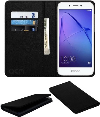 ACM Flip Cover for Huawei Honor 6a(Black, Cases with Holder, Pack of: 1)