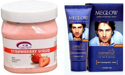 

Pink Root STRAWBERRY SCRUB 500ML WITH MEGLOW MEN FAIRNESS CREAM (SPF-15)(Set of 2)