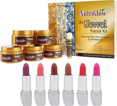 

NutriGlow A combo including 3 in 1 jewel facial kit + 6 nail paints(Set of 7)