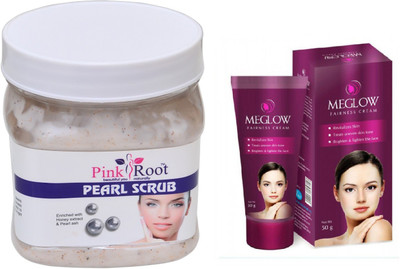 

Pink Root PEARL SCRUB 500ML WITH MEGLOW WOMEN FAIRNESS CREAM(Set of 2)