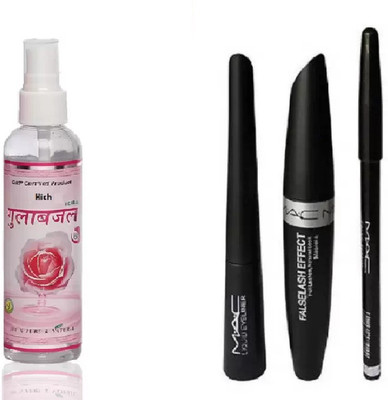 

hich Rose Water Spray & Liquid Eye Liner & Mascara & Eyebrow Pencil(Set of 4)