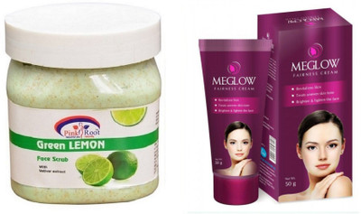 

Pink Root GREEN LEMON SCRUB 500ML WITH MEGLOW WOMEN FAIRNESS CREAM(Set of 2)