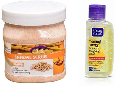 

Pink Root SANDAL SCRUB 500ML WITH CLEAN & CLEAR LEMON FACE WASH(Set of 2)