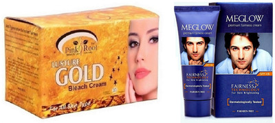 

Pink Root GOLD BLEACH 250G WITH MEGLOW MEN FAIRNESS CREAM (SPF-15)(Set of 2)