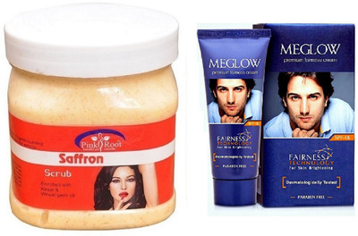 

Pink Root SAFFRON SCRUB 500ML WITH MEGLOW MEN FAIRNESS CREAM (SPF-15)(Set of 2)