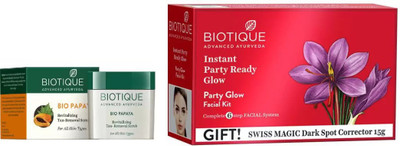 

BIOTIQUE BIO PARTY GLOW FACIAL KIT, Papaya Revitalizing Tan-Removal Scrub(Set of 2)