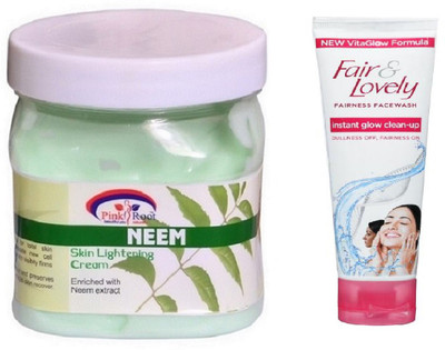 

Pink Root NEEM CREAM 500ML WITH FAIR & LOVELY INSTANT GLOW CLEAN-UP FACE WASH(Set of 2)