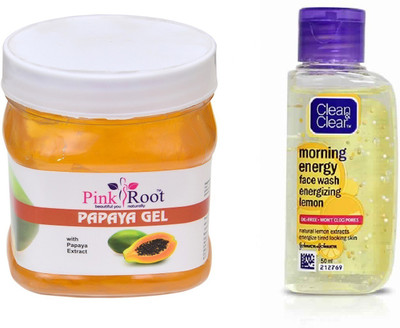

Pink Root PAPAYA GEL 500ML WITH CLEAN & CLEAR LEMON FACE WASH(Set of 2)