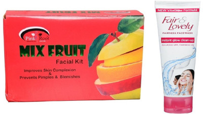 

Pink Root MIX FRUIT KIT 83G WITH FAIR & LOVELY INSTANT GLOW CLEAN-UP FACE WASH(Set of 2)
