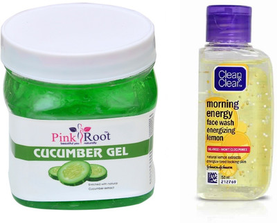 

Pink Root CUCUMBER GEL 500ML WITH CLEAN & CLEAR LEMON FACE WASH(Set of 2)