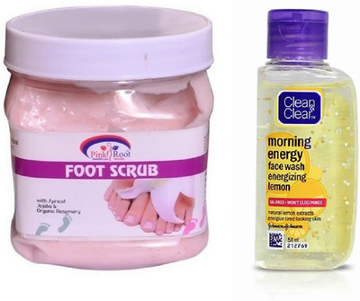 

Pink Root FOOT SCRUB 500ML WITH CLEAN & CLEAR LEMON FACE WASH(Set of 2)