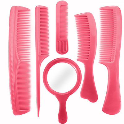 

Bueno High Quality Combo Of Hair Combs Kit With Hand Mirror For Men & Women, Set Of 6Pcs, Hair Comb Set For Girls(Set of 6)