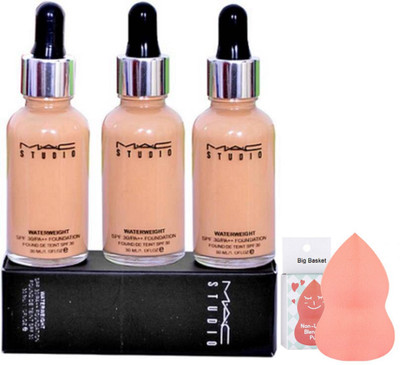 

big basket Sponge Puff, Mac studio Water weight Foundation Pack Of 3(Set of 4)