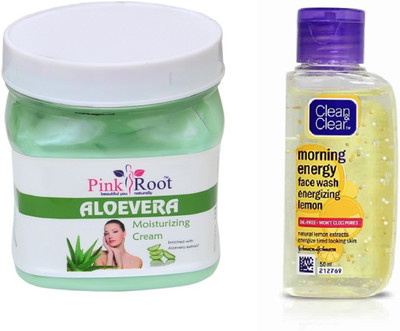 

Pink Root ALOEVERA CREAM 500ML WITH CLEAN & CLEAR LEMON FACE WASH(Set of 2)