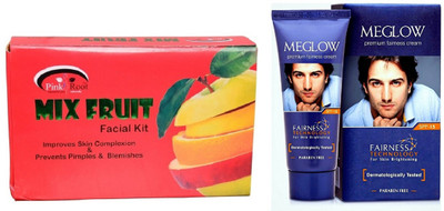 

Pink Root MIX FRUIT KIT 83G WITH MEGLOW MEN FAIRNESS CREAM (SPF-15)(Set of 2)