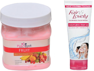 

Pink Root FRUIT CREAM 500ML WITH FAIR & LOVELY INSTANT GLOW CLEAN-UP FACE WASH(Set of 2)