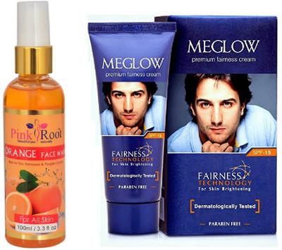

Pink Root ORANGE FACE WASH 100ML WITH MEGLOW MEN FAIRNESS CREAM (SPF-15)(Set of 2)