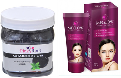 

Pink Root CHARCOAL GEL 500ML WITH MEGLOW WOMEN FAIRNESS CREAM(Set of 2)