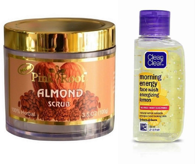 

Pink Root ALMOND SCRUB 100G WITH CLEAN & CLEAR LEMON FACE WASH(Set of 2)