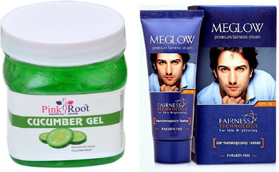 

Pink Root CUCUMBER GEL 500ML WITH MEGLOW MEN FAIRNESS CREAM (SPF-15)(Set of 2)