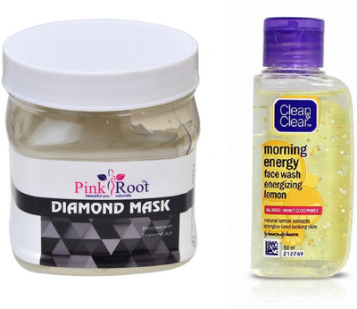 

Pink Root DIAMOND MASK 500ML WITH CLEAN & CLEAR LEMON FACE WASH(Set of 2)