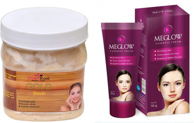 

Pink Root GOLD SCRUB 500ML WITH MEGLOW WOMEN FAIRNESS CREAM(Set of 2)