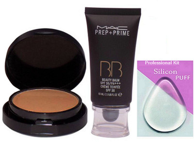 

Professional Kit Silicon puff,Mac BB Beauty Balm Foundation,2 Way Compact(Set of 3)