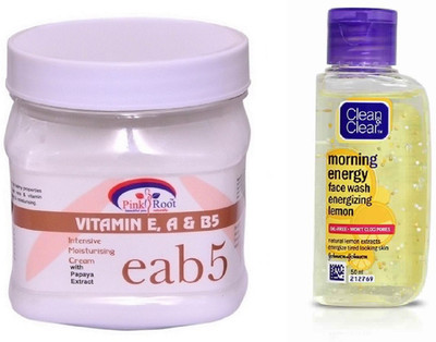 

Pink Root VITAMIN EAB5 CREAM 500ML WITH CLEAN & CLEAR LEMON FACE WASH(Set of 2)