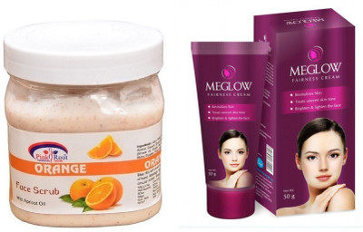 

Pink Root ORANGE SCRUB 500ML WITH MEGLOW WOMEN FAIRNESS CREAM(Set of 2)