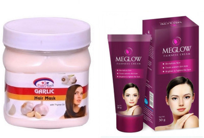 

Pink Root GARLIC MASK 500ML WITH MEGLOW WOMEN FAIRNESS CREAM(Set of 2)
