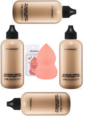 

big basket Sponge Puff, Mac Face And Body Foundation pack of 4(Set of 5)