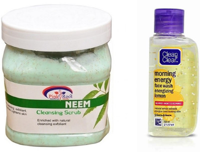 

Pink Root NEEM SCRUB 500ML WITH CLEAN & CLEAR LEMON FACE WASH(Set of 2)