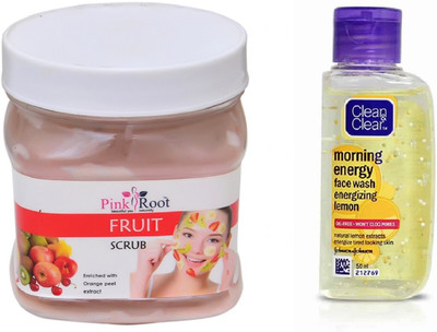 

Pink Root FRUIT SCRUB 500ML WITH CLEAN & CLEAR LEMON FACE WASH(Set of 2)