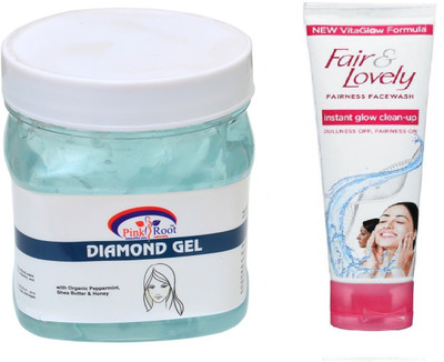 

Pink Root DIAMOND GEL 500ML WITH FAIR & LOVELY INSTANT GLOW CLEAN-UP FACE WASH(Set of 2)