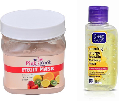 

Pink Root FRUIT MASK 500ML WITH CLEAN & CLEAR LEMON FACE WASH(Set of 2)