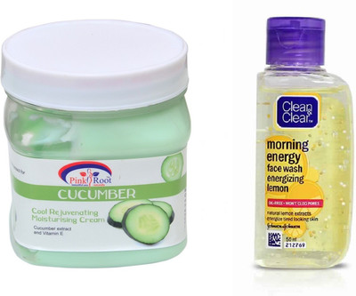 

Pink Root CUCUMBER CREAM 500ML WITH CLEAN & CLEAR LEMON FACE WASH(Set of 2)