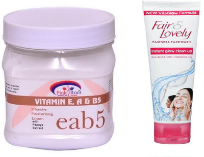 

Pink Root VITAMIN EAB5 CREAM 500ML WITH FAIR & LOVELY INSTANT GLOW CLEAN-UP FACE WASH(Set of 2)
